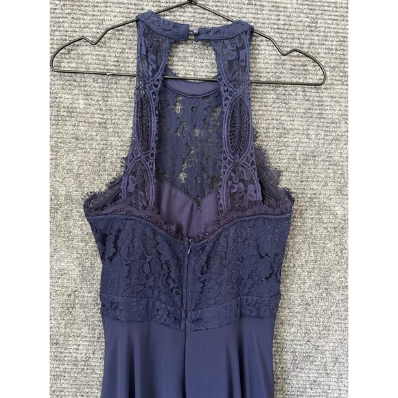 Lulus Dress Dance All Evening Navy Blue Lace Size Small Maxi Chiffon Bridesmaid - Picture 6 of 8